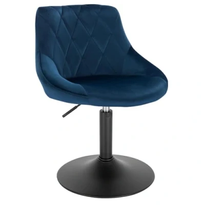 Afbeelding van WOLTU BH242bl 1 In hoogte verstelbare kruk met rugleuning van fluweel en metaal, draaibaar, blauw