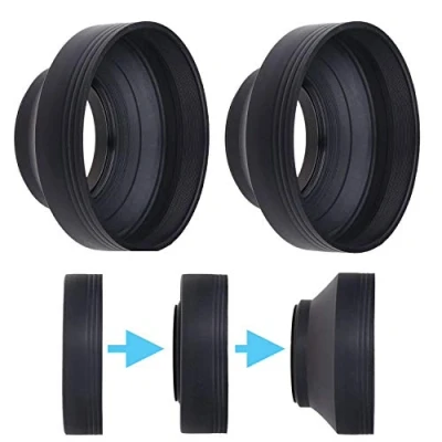 Afbeelding van 72 mm zonneklep voor camera, rubber, set van 2, opvouwbaar in 3 stappen, zonneklep, vermindert reflecties de lenzen, beschermt tegen overmatig zonlicht foto&#039;s