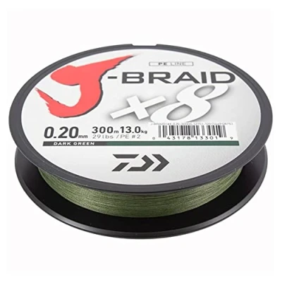 Image de Daiwa J Braid X8 0.28mm 26,5kg 300m d. green Tresse pêche