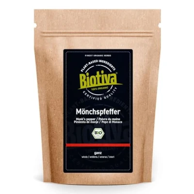 Afbeelding van Biotiva Volledig biologische monnikspeper, 250 g, zuiverste kokeletmodder, zonder additieven, veganistisch, 100% biologisch, gevuld en gecontroleerd in Duitsland