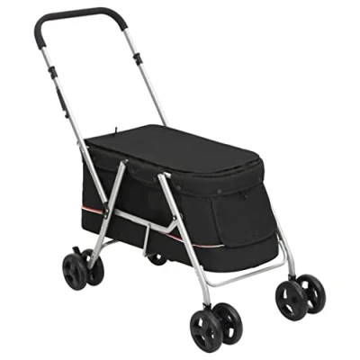 Afbeelding van vidaXL Hondenwagen inklapbaar 100x49x96 cm linnenstof zwart