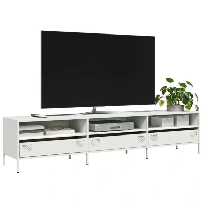 Afbeelding van vidaXL Tv meubel 202x39x43,5 cm koudgewalst staal wit