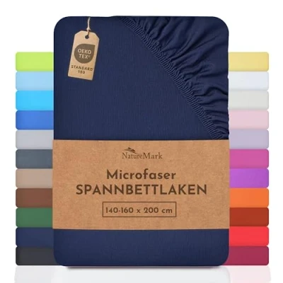 Afbeelding van NatureMark Hoeslaken van microvezel, vele maten en kleuren, 140 x 200 160 cm, marineblauw