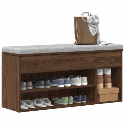 Afbeelding van Schoenenbank 102x30,5x45 cm bewerkt hout sonoma eikenkleurig