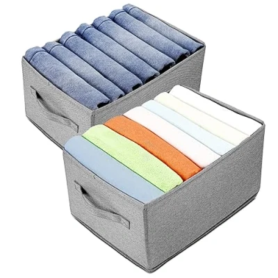 Afbeelding van AiQInu Opbergdoos, lade organizer voor jeans, 2 delig, organizer, lade, kleding, opvouwbaar, wasbaar, kast, kleding truien, overhemden