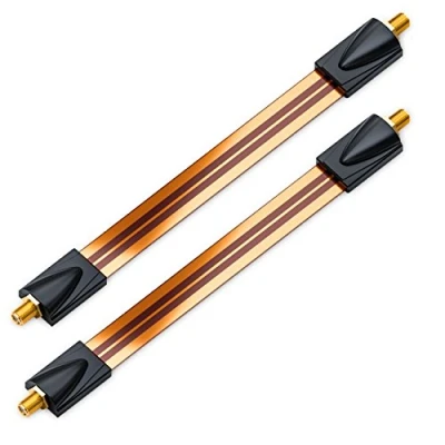 Afbeelding van deleyCON 2x Raamdoorvoer SAT Kabel 17cm Flexibele 26cm Lange Koppeling Ramen &amp; Deuren Verguld Extreem Vlak Afgeschermde Zelfklevende Pads Koper