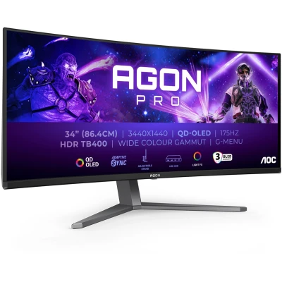Afbeelding van AOC AGON PRO AG346UCD QHD QD OLED Ultrawide Gaming Monitor USB C 90w 170hz 34 inch