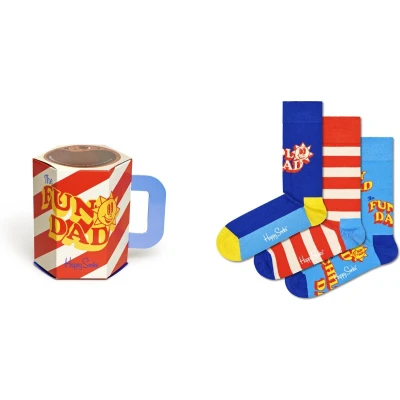 Afbeelding van Happy Socks Father OF THE YEAR GIFT Unisex 3 PACK Sokken, Maat: 36 40, Orange