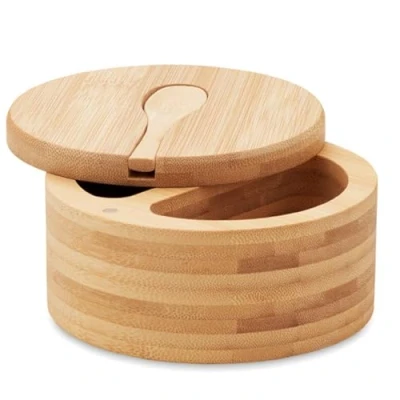 Afbeelding van Zout en peperbox van hout voor keuken of eetkamer met aparte vakken zout, specerijen, kruiden, specerijen magneetdeksel
