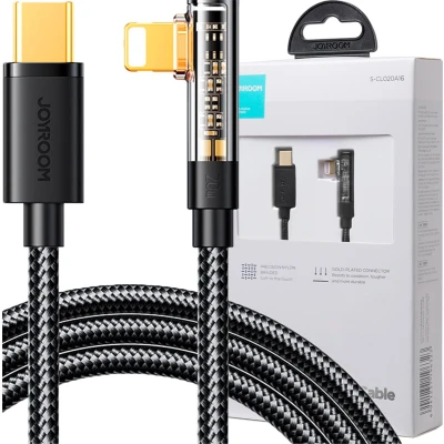 Afbeelding van Joyroom haakse Lightning kabel USB C voor snel opladen en gegevensoverdracht 20W 1,2 m zwart (S CL020A6)