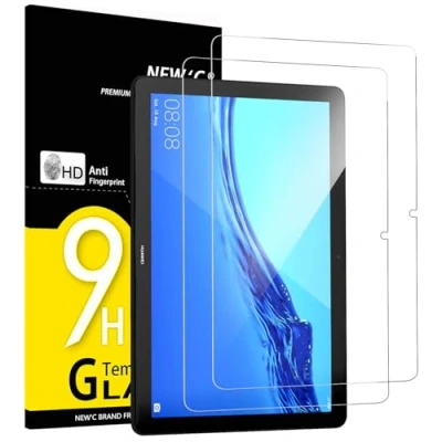 Afbeelding van NEW&#039;C displaybeschermfolie van gehard glas voor Huawei MediaPad T5 10.1 tablet, effectief tegen krassen (0,33 mm HD ultra transparant), hardheid 9H, 2 stuks