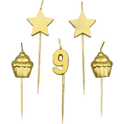 Afbeelding van Party kaarsjes 9 jaar 10 cm