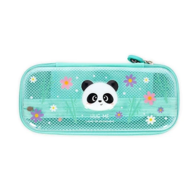 Afbeelding van Legami Wonderwow pennenetui, Panda thema, 2 vakken en pennenhouder, binnenvak met netstof, ritssluiting, 23 x 11 5 cm