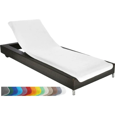 Afbeelding van Beschermhoes voor ligstoel, strandligkussen, badstof hoes, 100% katoen ca. 75x200 cm (ca. cm, sneeuwwit)