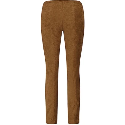 Afbeelding van Gardeur dames Cami mid waist slim fit broek van imitatiesuède in de kleur Cognac, maat: 46