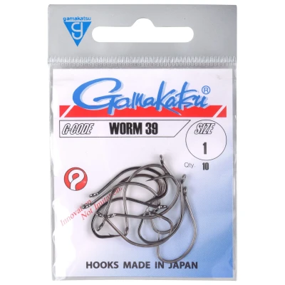 Afbeelding van Gamakatsu Haak Worm 39 Barbed Eyed (10 pcs) Maat : 3