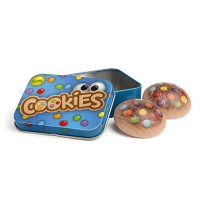 Afbeelding van Erzi 13235 Houten koekjes in de doos, winkelartikelen voor kinderen, rollenspellen