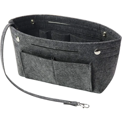 Afbeelding van Soyizom Vilt Handtas Organizer Liner Shaper Insert Tas In Een Met Sleutelhanger Voor Speedy Neverfull, 8 Kleuren, E#Donker Grijs