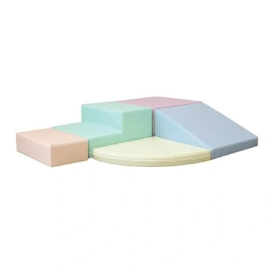 Afbeelding van Soft Play foam speelset Climber pastel schuimblokken set blokken met glijbaan
