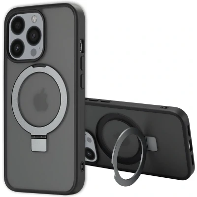Afbeelding van Accezz Hoesje Geschikt voor iPhone 13 Pro Ring Stand Backcover MagSafe Zwart