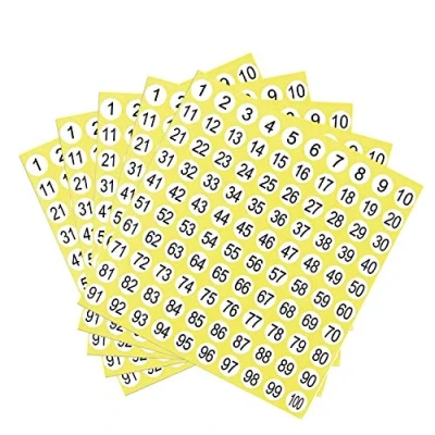 Afbeelding van Zelfklevende nummers, 50 vellen, 1 100 genummerde etiketten, zelfklevend, ronde stickers, kleine cijfers, diameter cm