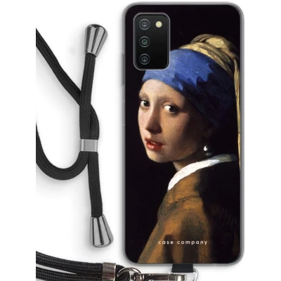 Afbeelding van hoesje met Koord geschikt voor Samsung Galaxy A03S The Pearl Earring Telefoonhoesje Zwart Bescherming aan alle Kanten en Over de Schermrand