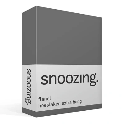 Afbeelding van Snoozing Flanel Hoeslaken Tweepersoons Extra Hoog 140x200 cm Antraciet