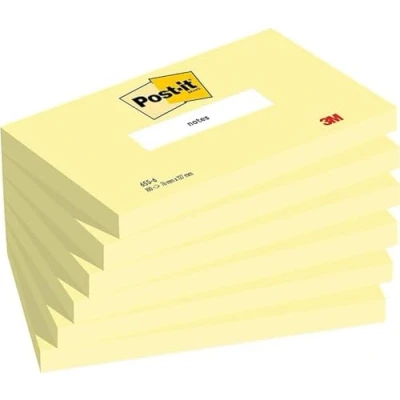 Afbeelding van Post it® Notitieblok, kanariegeel, 76 mm x 127 mm, 100 vellen/blok, 6 blokken/verpakking