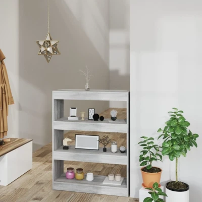 Afbeelding van Boekenkast/kamerscherm 80x30x103 cm bewerkt hout grijs sonoma