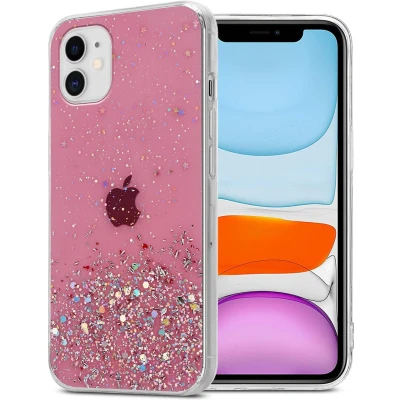 Afbeelding van Cadorabo Hoesje geschikt voor Apple iPhone 11 PRO MAX in Roze met Glitter Beschermhoes van flexibel TPU silicone fonkelende glitters Case Cover Etui