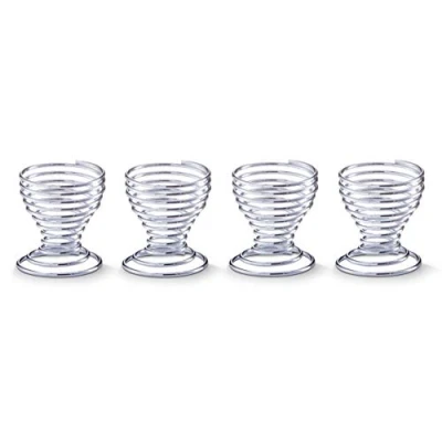Afbeelding van Zeller Eierdopjes 4x stuks Verchroomd Metaal D5 x H5,5 cm