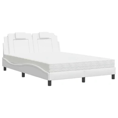 Afbeelding van vidaXL Bed met matras kunstleer wit 140x190 cm