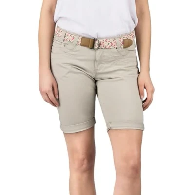 Afbeelding van DENIMFY Dames Short DFPia regular/straight Beige L Volwassenen Bermuda met riem