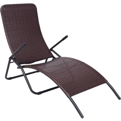 Afbeelding van Inklapbaar ligbed poly rattan bruin