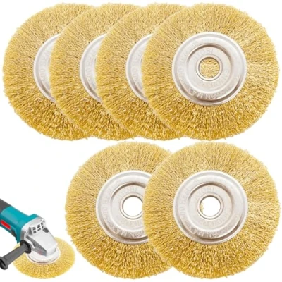 Afbeelding van Set van 6 voegenborstels compatibel met Gloria Multibrush en andere draadborstels, messing borstel voor voegenreiniging, 11,5 cm breed, vervangende metalen