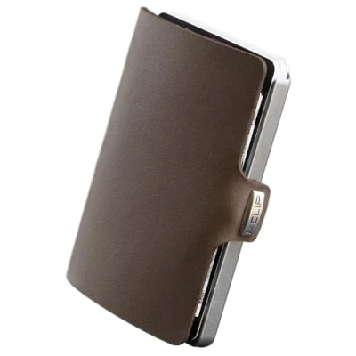 Afbeelding van I CLIP Original Silver Soft Touch Brown, Portefeuille, Portemonnee, Kaarthouder, Credit Card Opberger