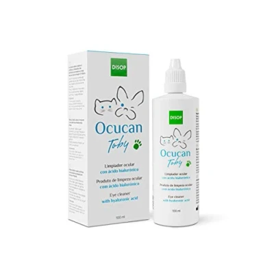 Afbeelding van Ocucan Toby Oogreiniger met hyaluronzuur voor honden en katten. Verwijdert op milde natuurlijke wijze korsten vuil. Voorkomt vlekken (100 ml)