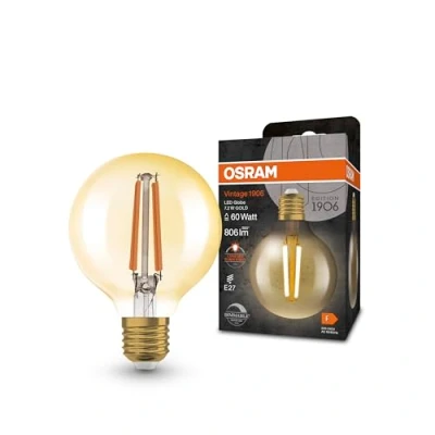 Afbeelding van OSRAM LED Vintage 1906, G80, E27, 7,2 W, goud, 2.400 K, dimbaar.