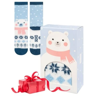 Afbeelding van soxo Kerstsokken Chenille damessokken cadeau fantasie geschenken sokken humor sok 35 40, Beer