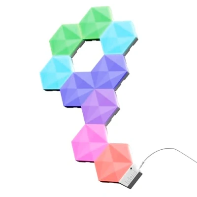 Afbeelding van Trust Gaming GXT902 VYBZ RGB Hexagon Licht Panelen 9 lampen met App &amp; Afstandsbediening Led lamp Wandlamp binnen Game Verlichting Amazon Alexa Google Assistant