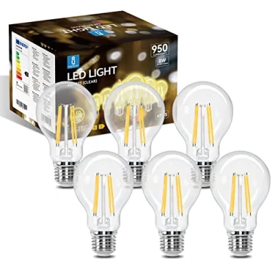 Afbeelding van Aigostar Edison LED lamp, retro, vintage, E27, 8 W, komt overeen met 69 W halogeenlamp, 950 lumen, warm wit 2700 K, decoratieve lamp A60, hoek 330º, CRI ≥ 80, 6 stuks