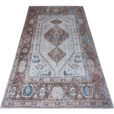 Afbeelding van Veer Carpets Vloerkleed Karaca Blue/Brown 06 70 x 140 cm