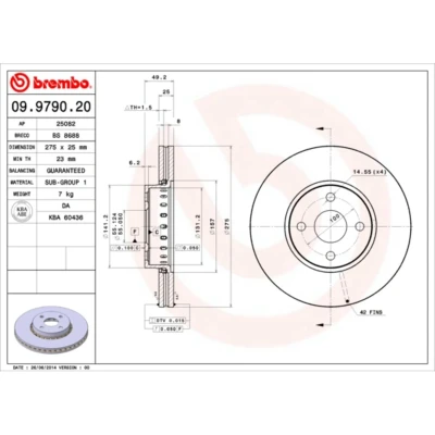 Afbeelding van Brembo Remschijf 09.9790.20
