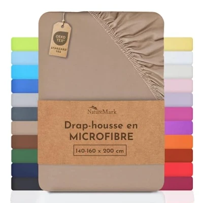 Image de NatureMark drap de lit en microfibre à prix réduit ! beaucoup tailles et couleurs marchandise marque (drap 140x200 160x200 cm, Sable/Beige)