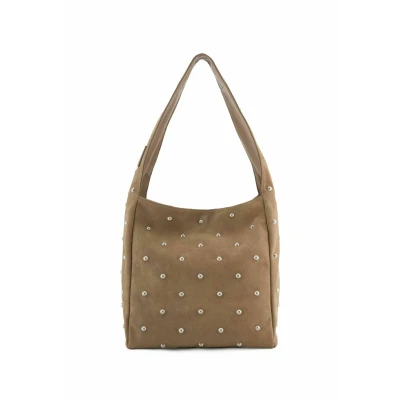 Afbeelding van FredsBruder Endless Beads Schoudertas Leer 39 cm Dames taupe