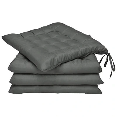 Afbeelding van Beautissu Lea Stoelkussens Eetkamer 40x40 cm Set van 4 Zitkussen met Lint Antracite