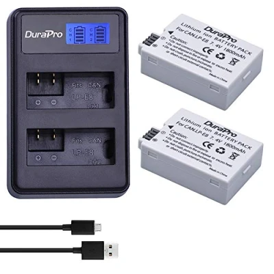 Afbeelding van DuraPro Set van 2 LP E8 + LED USB Dual Charger voor Canon E8; EOS 550D, 700D, 600D, 650D, Rebel T2i T3i T4i T5i, Kiss X4 X5 X6i X7i DSLR
