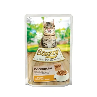 Afbeelding van Stuzzy, Natvoer voor volwassen katten, kip, in hapjes (24 enveloppen van 85 g)