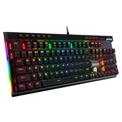Afbeelding van Redragon K580 VATA US mechanisch gamingtoetsenbord met RGB verlichting, blauwe schakelaars, 104 anti ghosting macrotoetsen en speciale multimedia besturingen, geïntegreerde macro opname