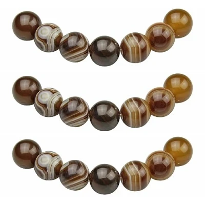 Afbeelding van MJDCB 45 stuks kralen om te rijgen, 8 mm, gestreepte agaat, bruin, halfedelstenen, ronde kralen, natuurlijke losse voor het maken van sieraden, armbanden, halskettingen